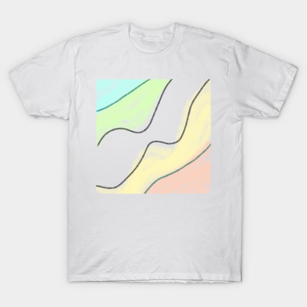 Orange yellow green watercolor black line art T-Shirt by Artistic_st